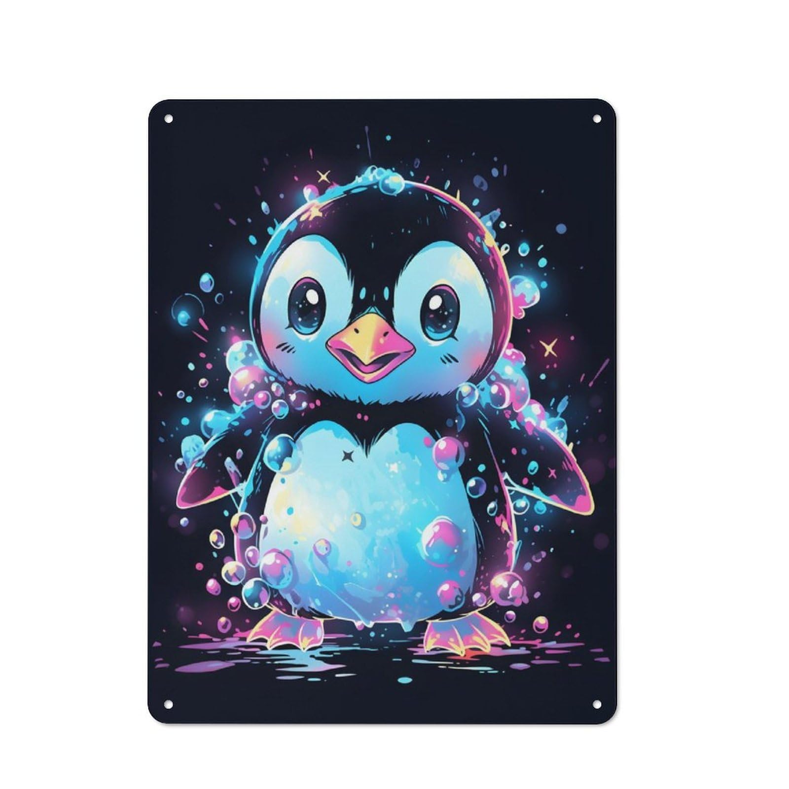Junmoney Epic Bubble Penguin Retro Tin Wall Plaque 40X30cm Featuring For Pub Or Café, New-Space Wall Decor For Pub Decor Enthusiasts
