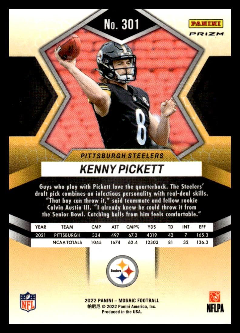 2022 Panini Mosaic Mosaic Reactive Orange #301 Kenny Pickett Pittsburgh Steelers NFL Football Card (RC - Rookie Card) NM-MT