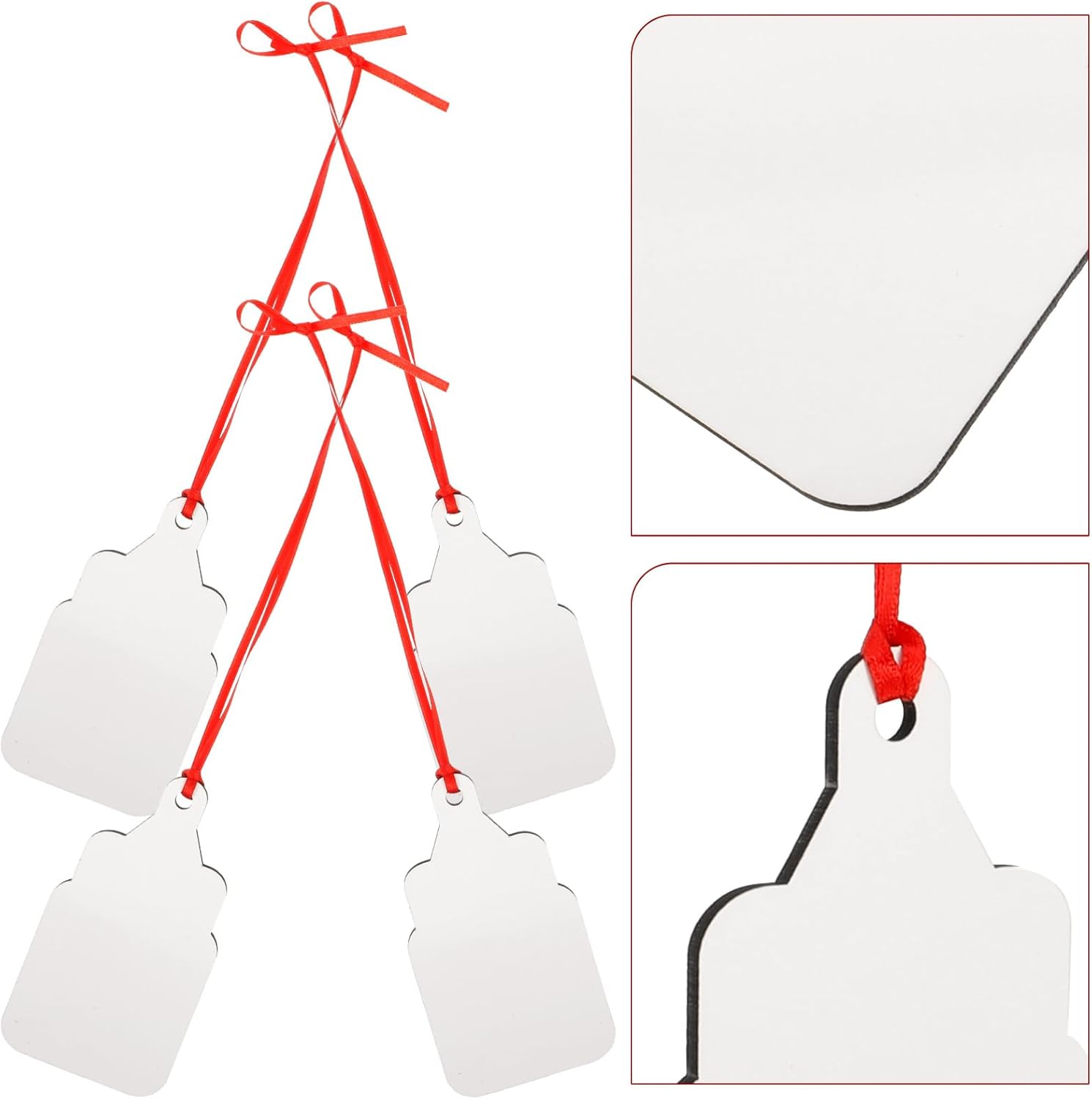 4pcs Xmas Tree Pendant DIY Sublimation Decors MDF Christmas Ornament