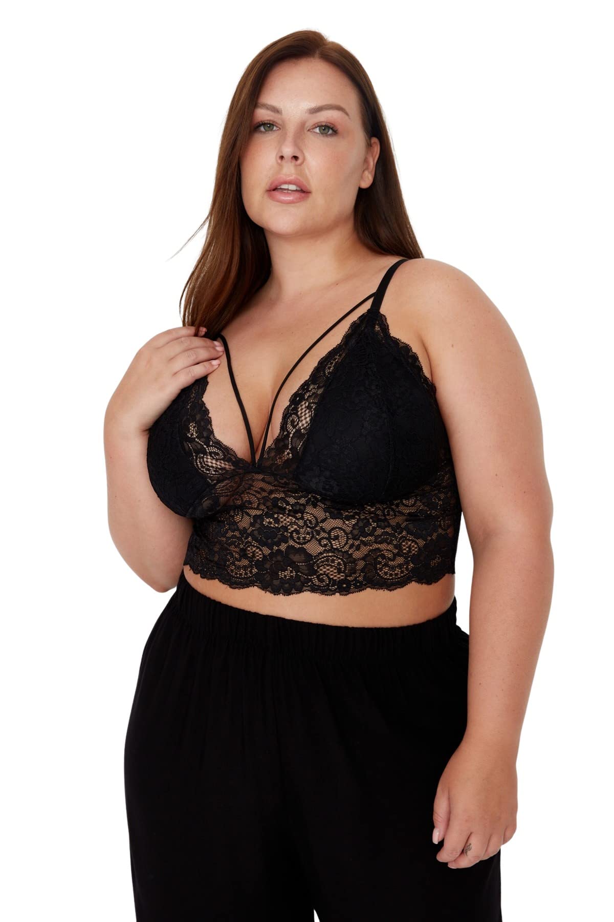 TRENDYOL Tbbaw23cw00000 Sujetador de Talla Grande, Negro/Pura alegría, XXL Mujeres
