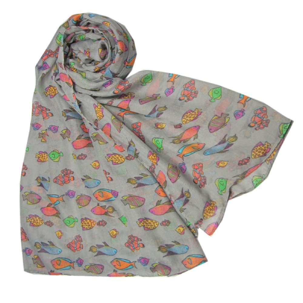 The Olive House Women's Grey The Olive House® Tropical Fish Scarf