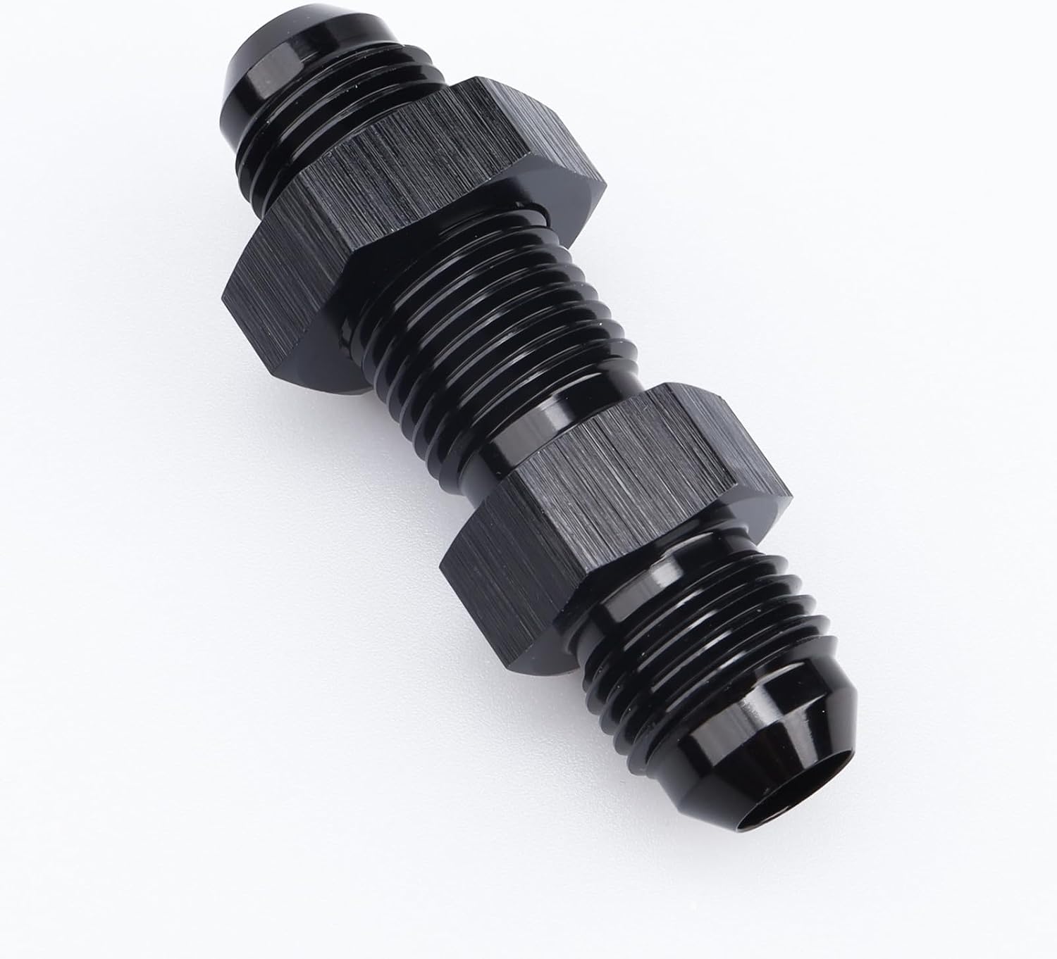 AC PERFORMANCE -6 AN Male Flare Straight Bulkhead Fitting Adapter Aluminum Black with AN6 Nut