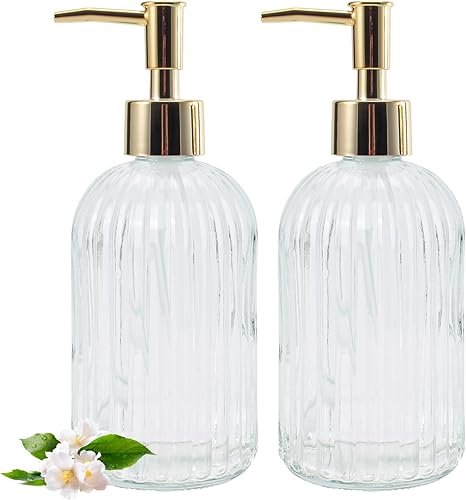 Miniatura 9 de Dispensador de jabón de manos líquido recargable de 12 onzas, para baño, cocina, jabón para platos, loción, dispensador de jabón a rayas (rosa 2