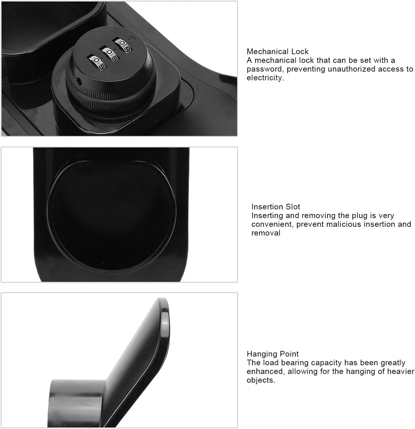EV Charger Holder Wall Mount with Combination Lock, Nozzle Holster Dock Car Charging Cable Holder, Electric Vehicle Charger Organizer for Type 2 Connector