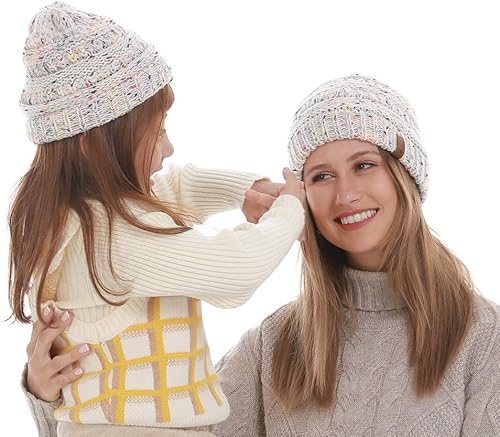 Juego de 2 gorros de punto de ganchillo para padres e hijos, para madre e hija, hijo, para invierno, para niños y niñas