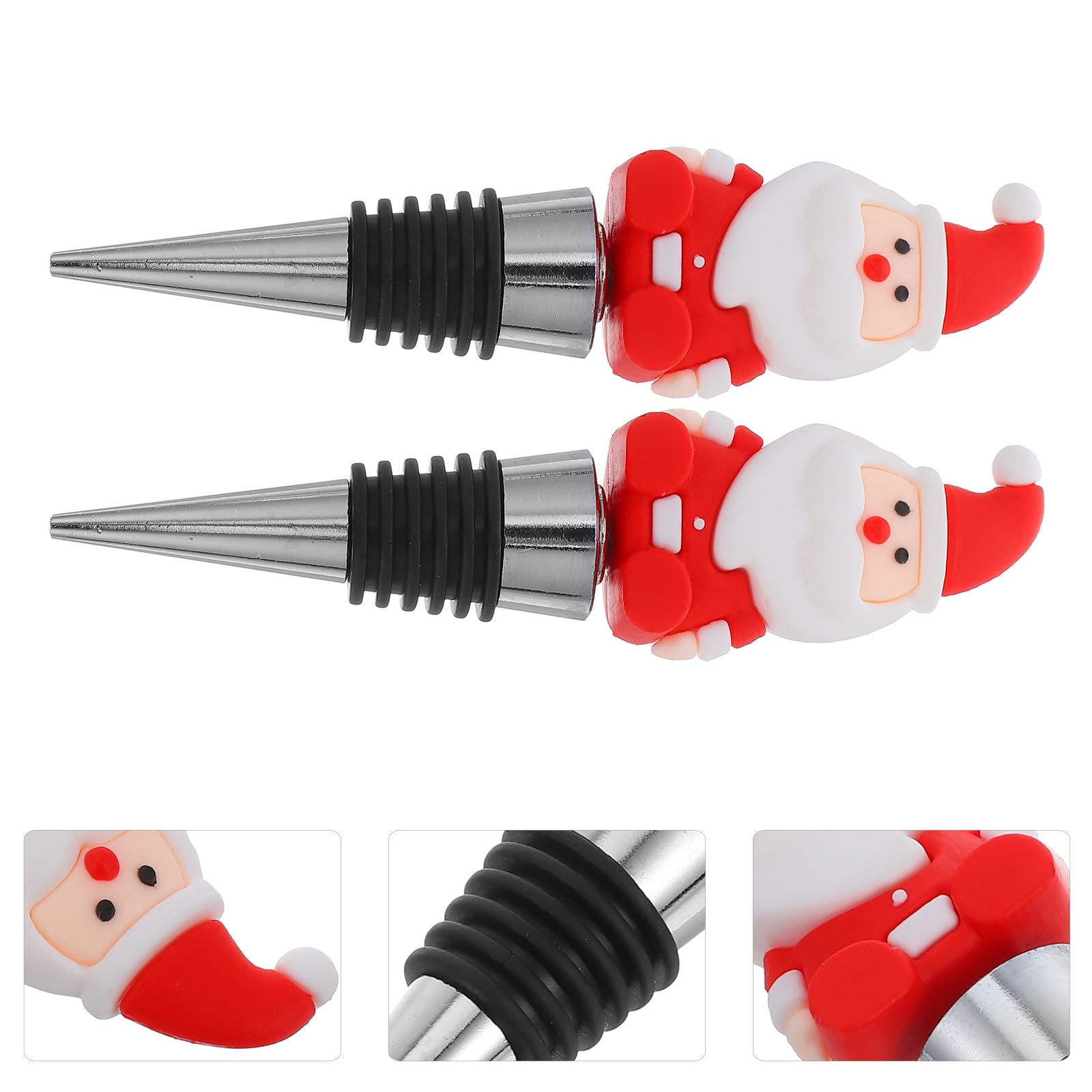 TOYANDONA 16 Piezas Tapón de Vino de Papá Noel Rojo para Botella, Pvc y