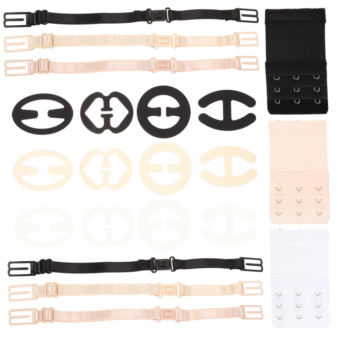 SHERCHPRY 4 Juegos Hebilla antideslizante para ropa interior. ganchos de sujetador evitar que los tirantes del sostén se deslicen extensor de sujetador extensiones de sujetador tres botones