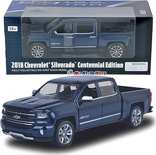 Motormax 2018 Chevrolet Silverado LTZ Pickup Truck Centennial Edition Blue Metallic 100 Years Anniversary 1/27 Diecast Mod...