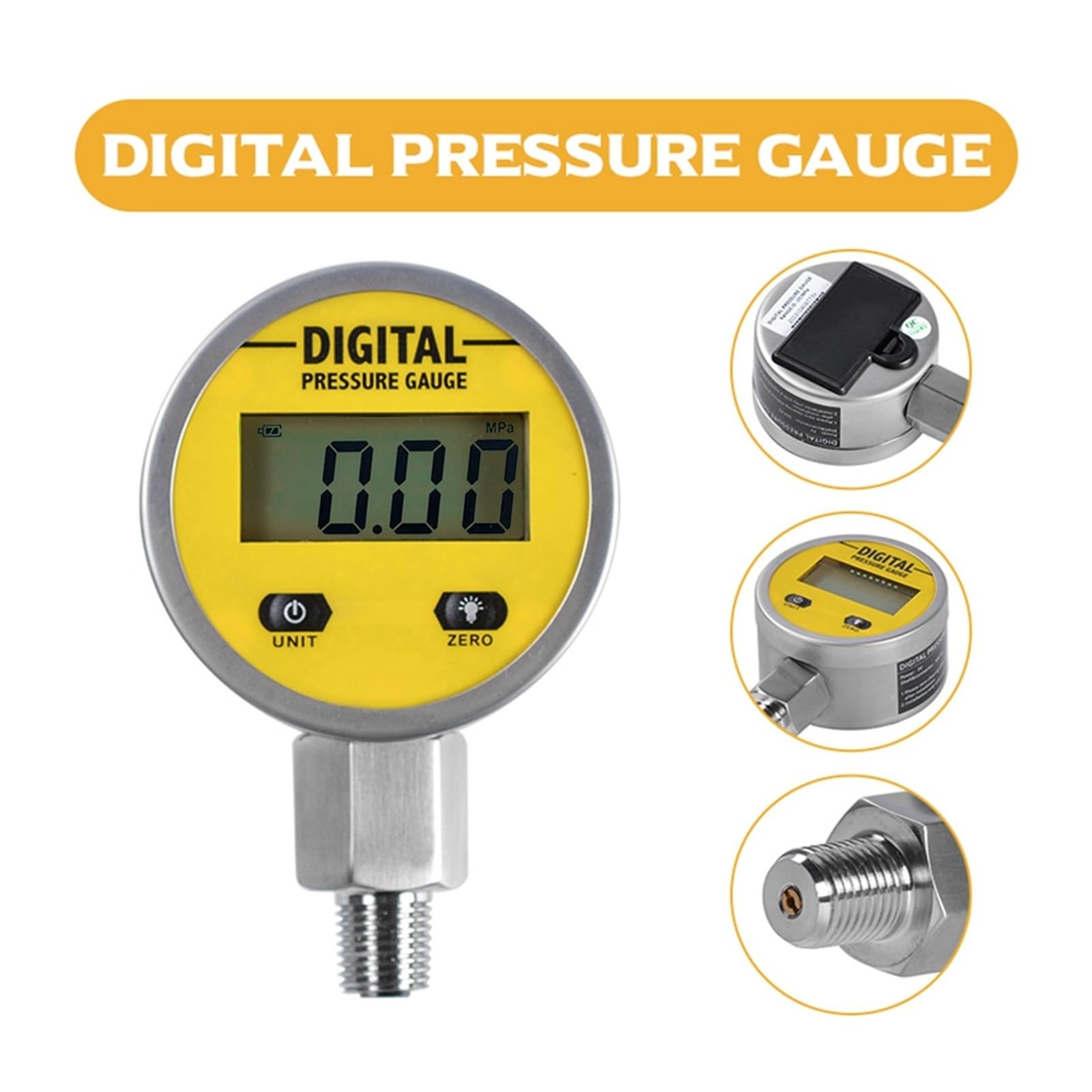 Manometer, NPT1/4 Digitales Luft-Öl-Hydraulik-Manometer 250BAR/25Mpa Flüssigkeitsmessgeräte