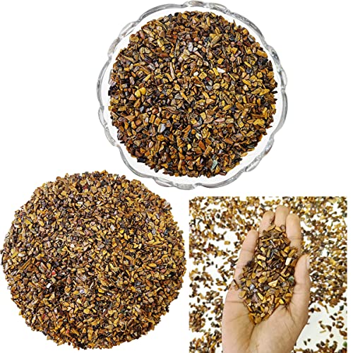 Image of Healing Crystal Chips for Vastu Natural Tigers Eye Chips Stone 250 Gm Tigers Eye Crystal Stone Chips Dust Raw Rough Stone For Reiki Healing Meditation