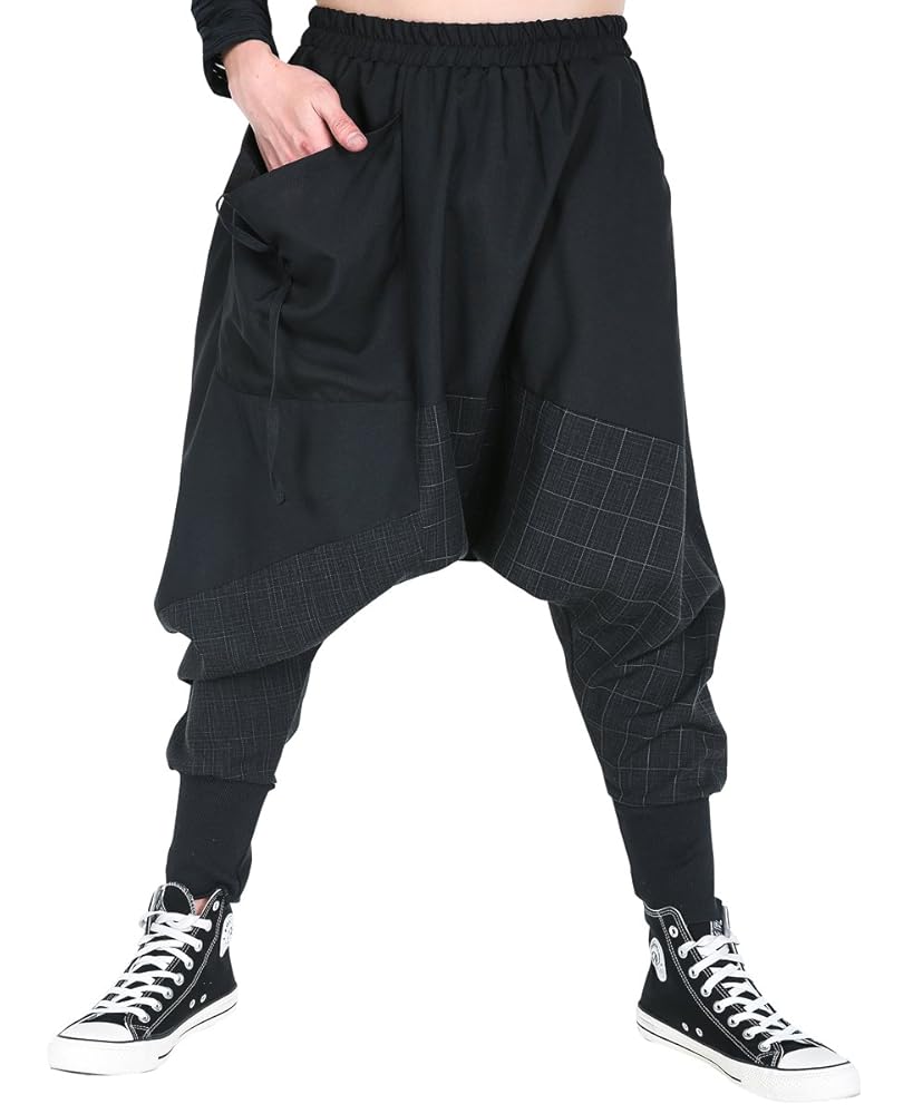 Amazon.com: ellazhu Men's Baggy Elastic Waist Drop Crotch