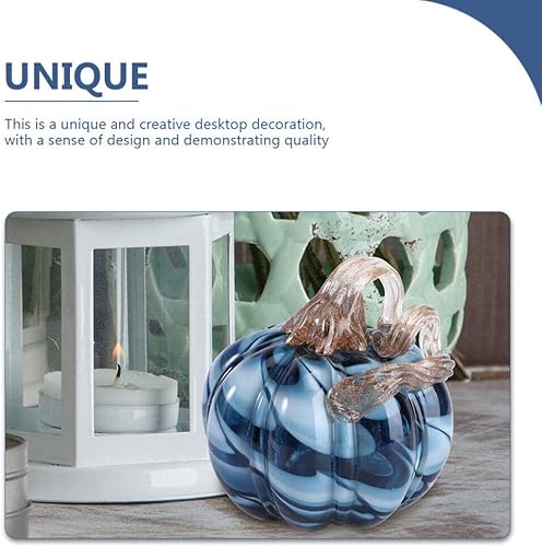 Miniatura 3 de Ciieeo Cristal soplado a mano de 4.33 pulgadas con purpurina para decoración de otoño, cosecha de Acción de Gracias, Halloween