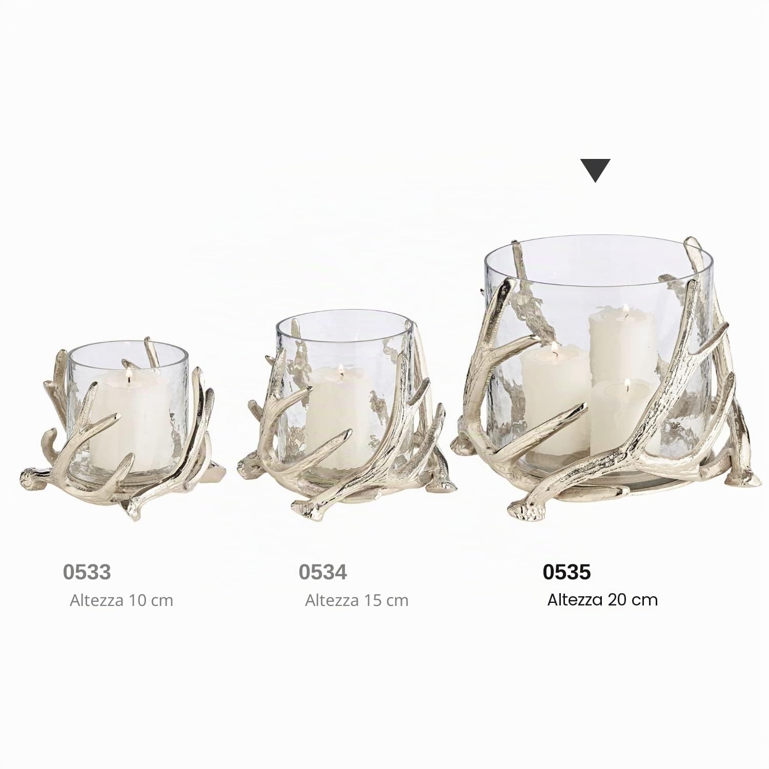 EDZARD Lampada a vento Kingston con design a corna di cervo, alluminio nichelato, con vetro, altezza 20 cm, diametro 25 cm