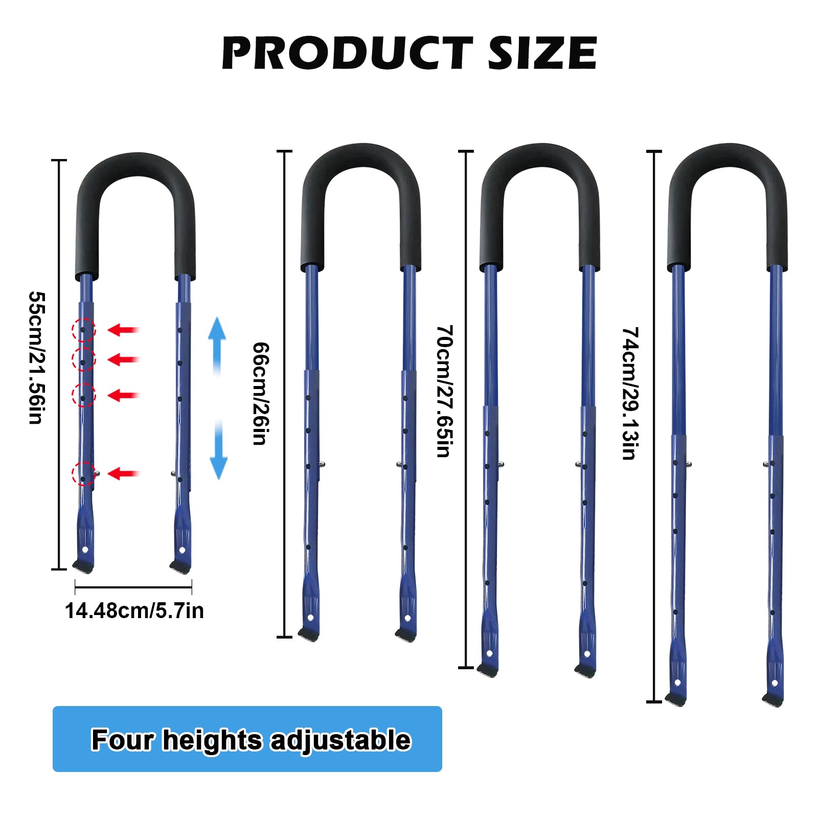 BYZESTY Maniglia per Allenamento Bici, Barra di Spinta per Equilibrio, Asta di Supporto per Bicicletta per Bambini, Arra Genitore, Maniglia di Spinta di Sicurezza, Barra di Spinta per Equilibrio(Blu)
