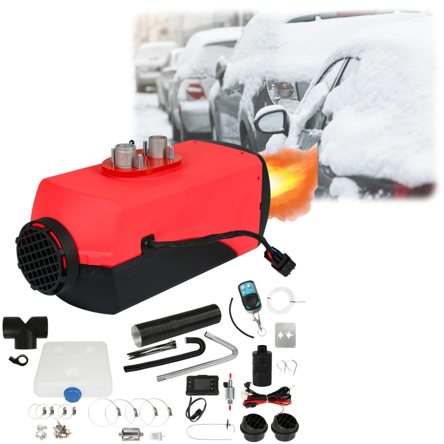Fiqops Riscaldatore Diesel 8KW Riscaldamento Diesel 12V/24V DC con Telecomando e Display LCD Riscaldatore Diesel per Auto, Campeggio, Camper