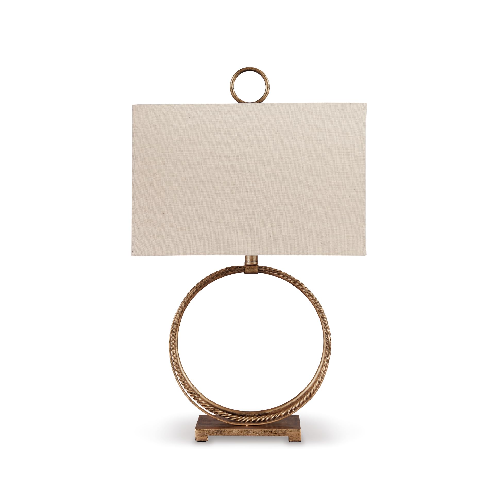 Signature Design by Ashley Mahala Traditional 28" Braided Metal Round Single Table Lamp, 3-Way Switch, UL Listed, Rectangular Shade, Antique Gold Finish