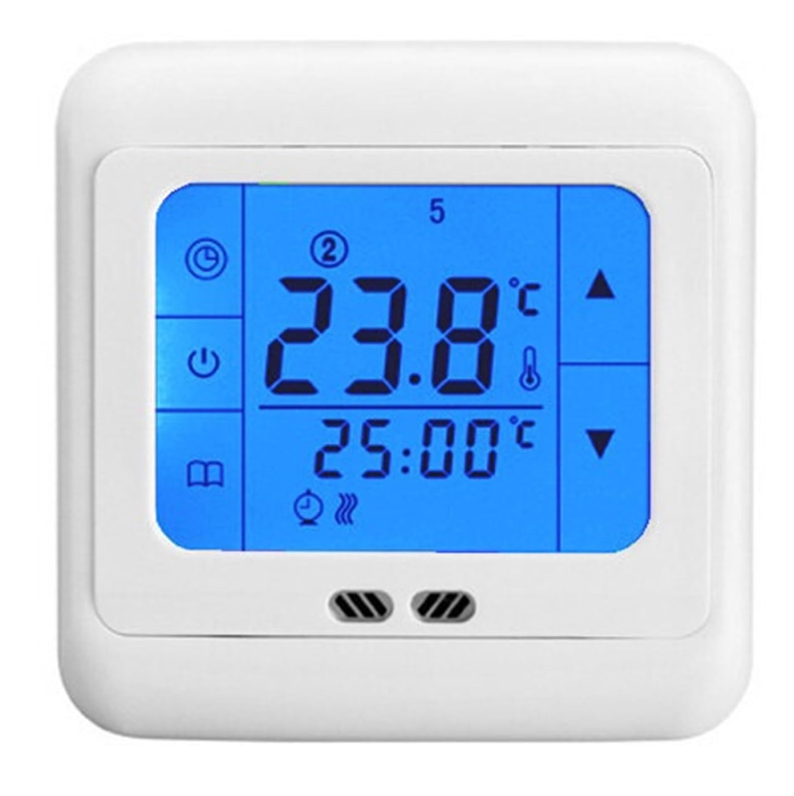 Thermostat, Régulateur de Chauffage Sol TST60-EP avec Thermostat à écran Tactile rétro-éclairé Blanc, Bleu, Vert Plancher Chaud avec capteurs de température 2,Commutateur de contrôle de température(B