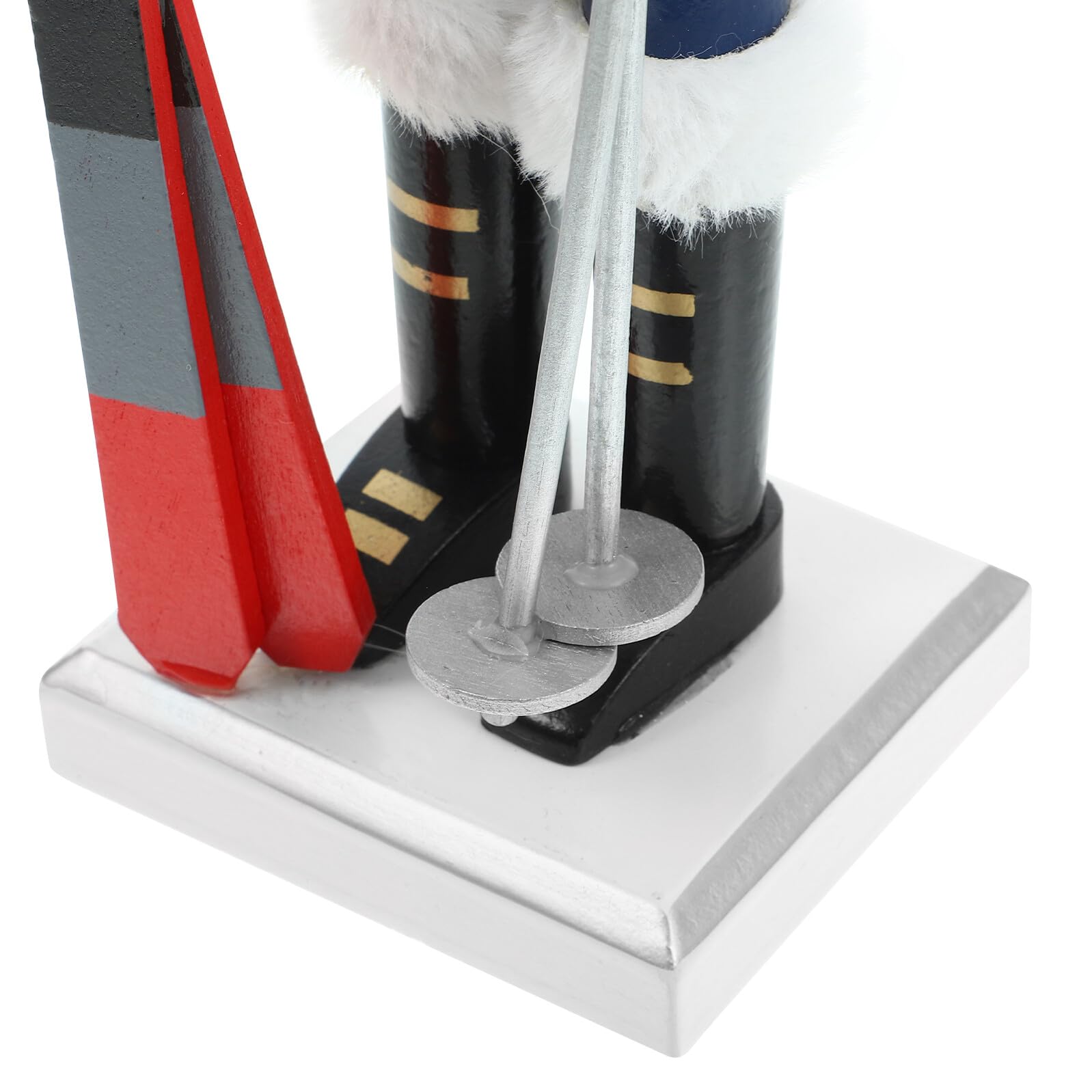BESPORTBLE Weihnachts Nussknacker Figur 38cm mit Gestreiftem Schal Skifahrer Jungen Dekoration für Festliche Tisch und Wohnraumgestaltung