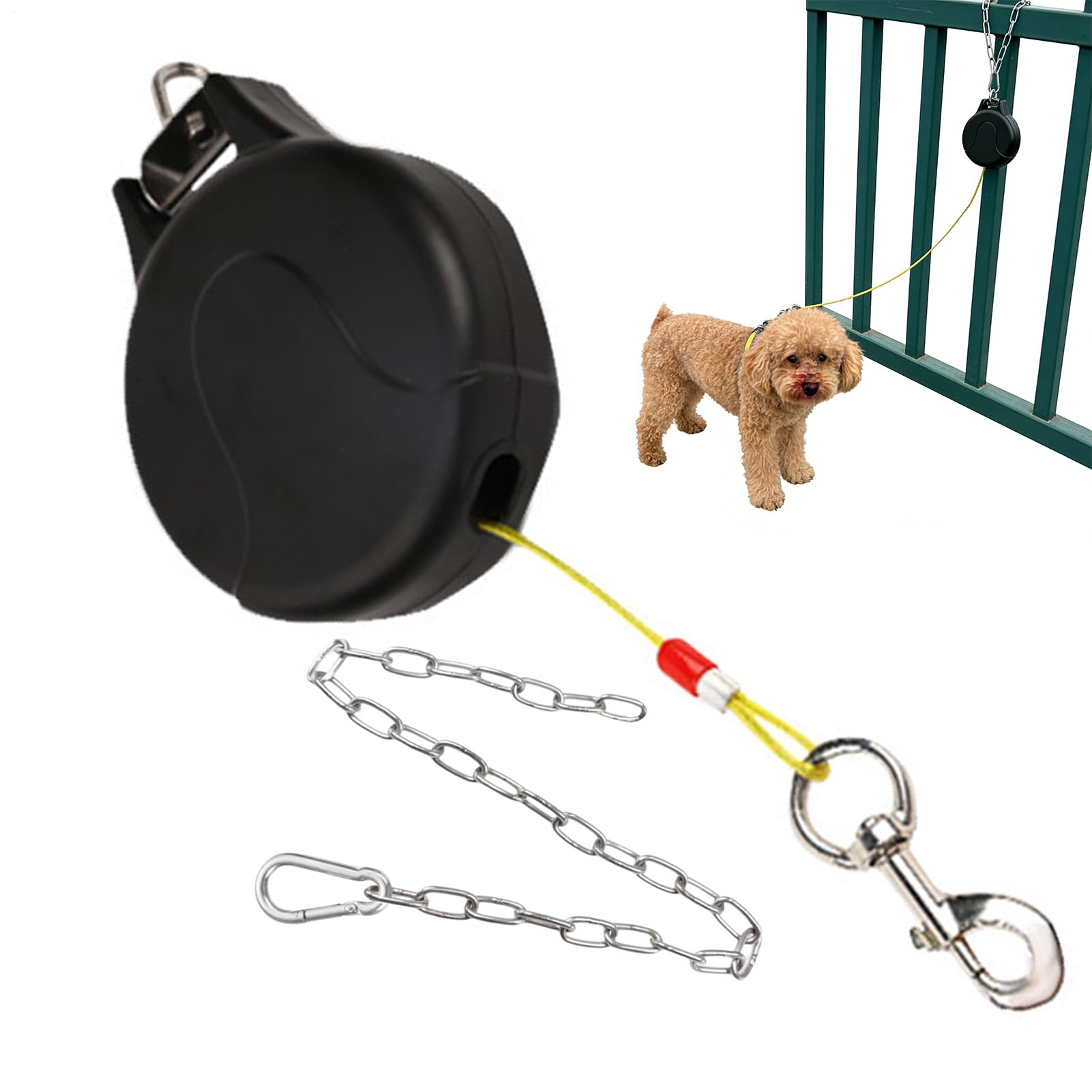 30ft Wall Mount Retractable Dog Tie Out Cable for All Dogs, Wall Mounted Dog Lead for Yard, No Tangles Retractable Dogs Leashes for Yard/Garden