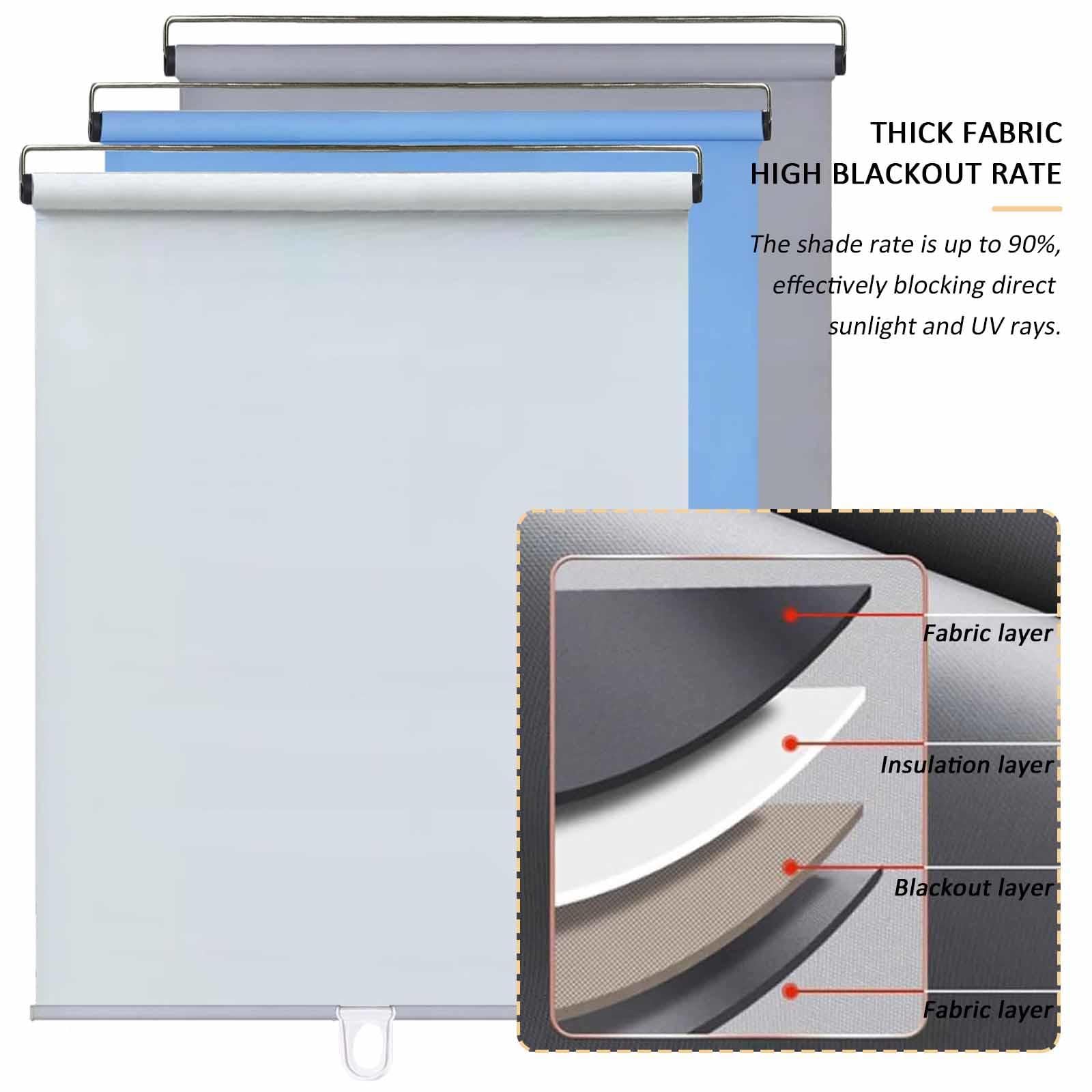 Store Enrouleur À Ventouse,Stores De Fenêtre Occultants,Store À Rouleau Rétractables,Pare-Soleil Sans Perçage,Rideaux Thermique Temporaire Facile À Installer Pour Maison Bureau,Grey-97x150cm/38x59in