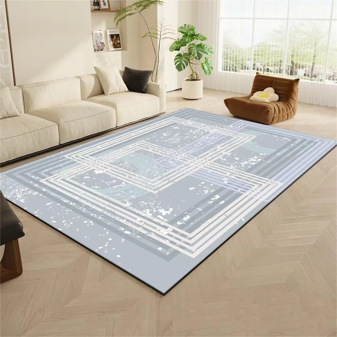 Tapis extérieur 70x140cm bleu pour terrasse et décoration intérieure