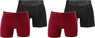طقم شورت بوكسر قطن سادة للرجال من ام بي 3، لون اسود واحمر غامق، مقاس L (عبوة من قطعتين)