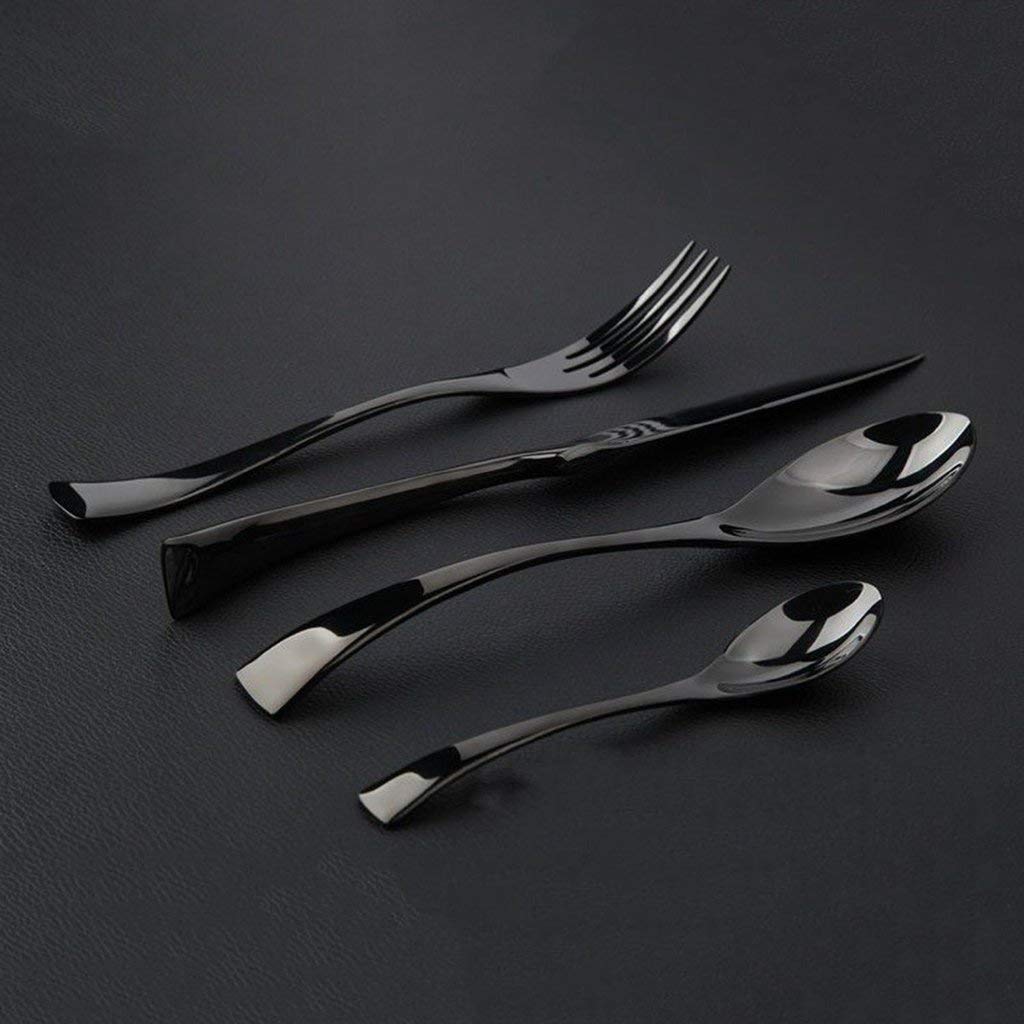LEKOCH 4-pezzi posate in acciaio inox tra cui forchetta cucchiaio coltello posate Set (nero)