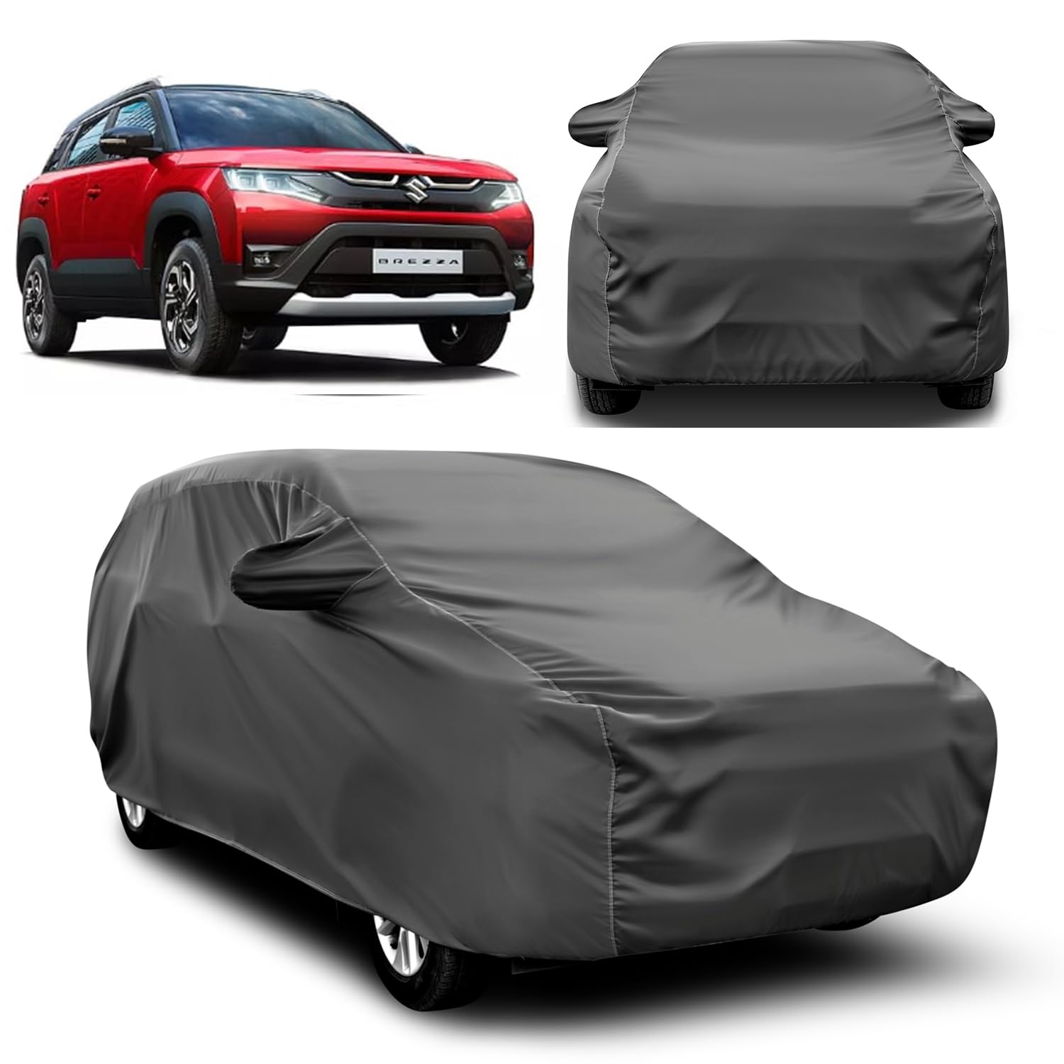 RUHF Car Cover for Compatible with Maruti Suzuki Brezza Zxi Model 2023 Water Proof - Dust Proof Car Body Cover (Life TIME Grey)