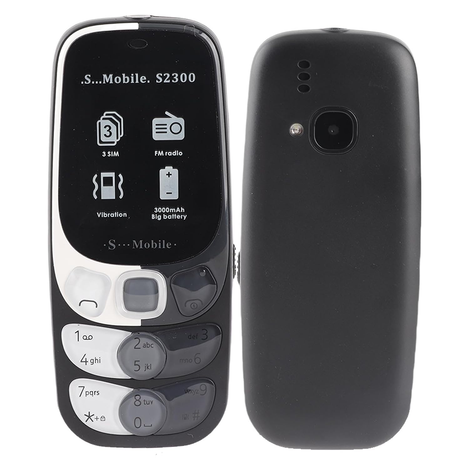 EBTOOLS Big Buttons Cell Phone for Seniors, 2.4in Hd Screen, Triple SIM, 0.13Mp Camera, 2G Mobile Phone, Flashlight, Front Speaker, Calendar, FM, Music Player, Recorder, 3000mah (Black)