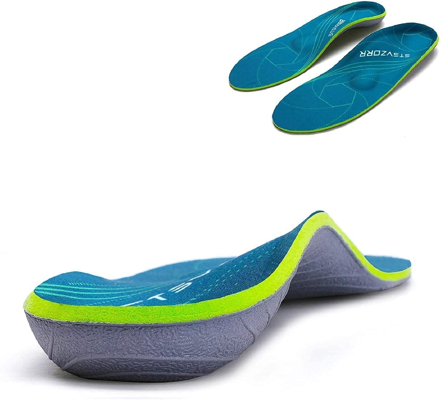STSVZORR 220 lbs+ High Arch Support Insert Metatarsal Pad Pain Relief Men Women Plantar Fasciitis Insole Orthotic Flat Feet Heel Spur Comfort Standing All Day, Work Boots Shoe Insole, Armygreen, MEN