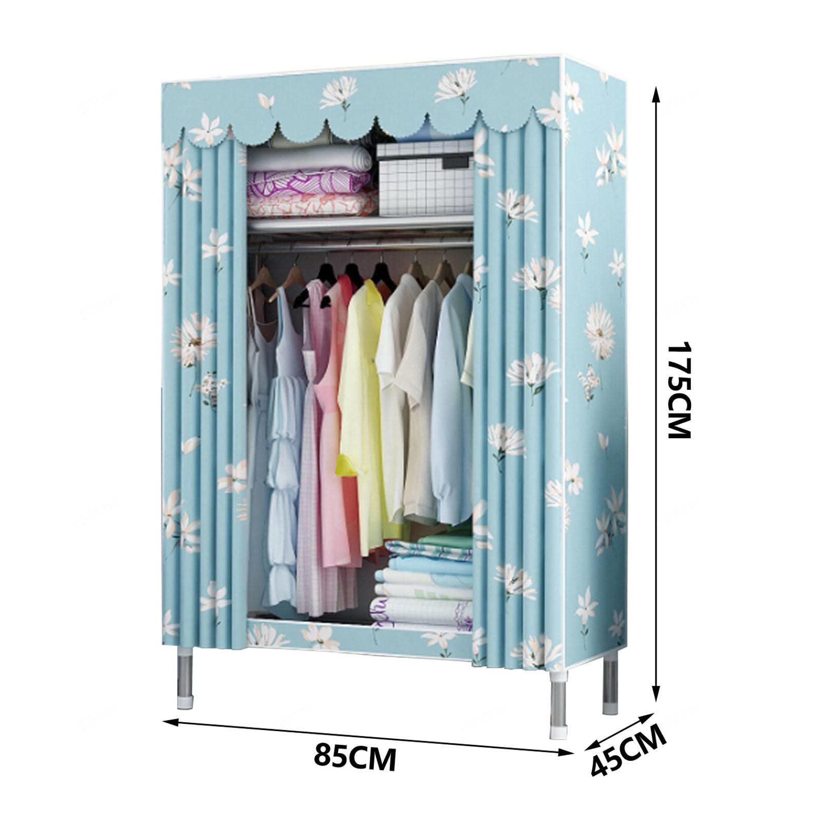 Kleiderschrank, tragbare Kleiderschrankregale aus Segeltuch mit Kleiderstange, Regale, Stoffgarderobe, Kleiderschrank-Aufbewahrungsorganisator für Schlafzimmer,B-85x45x175cm