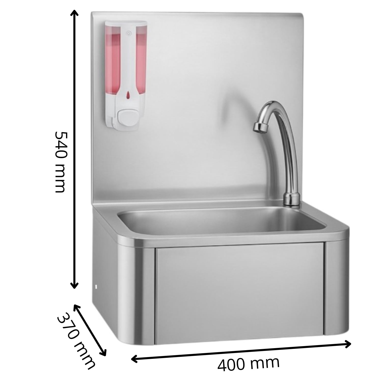 Lave-Mains Professionnel en Acier Inoxydable – Mitigeur à Commande Fémorale – Distributeur de Savon Inclus – Hygiène sans Contact – Montage Mural