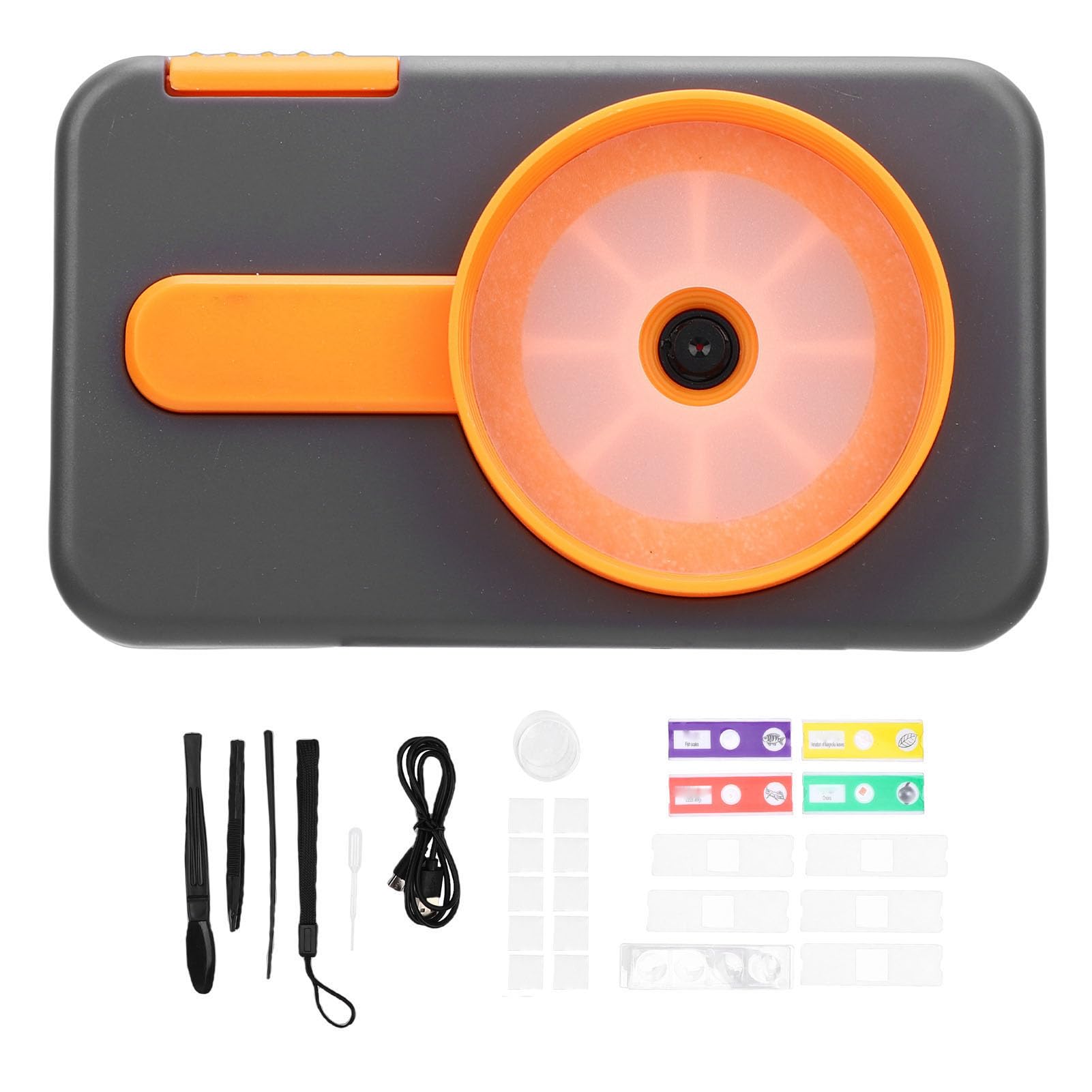 Jiawu Microscopio Portátil 1000X HD con Función de Foto y Vídeo para Investigación Académica, Diseño Portátil con Pantalla de 2 Pulgadas (Grey)