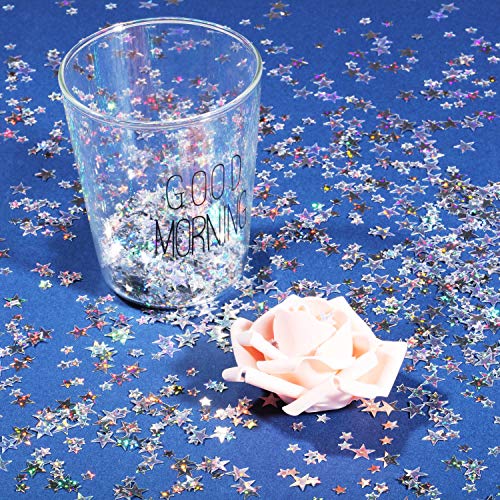 Image of Hestya Star Table Confetti, Glitter Silver, 10mm and 6mm, 60g