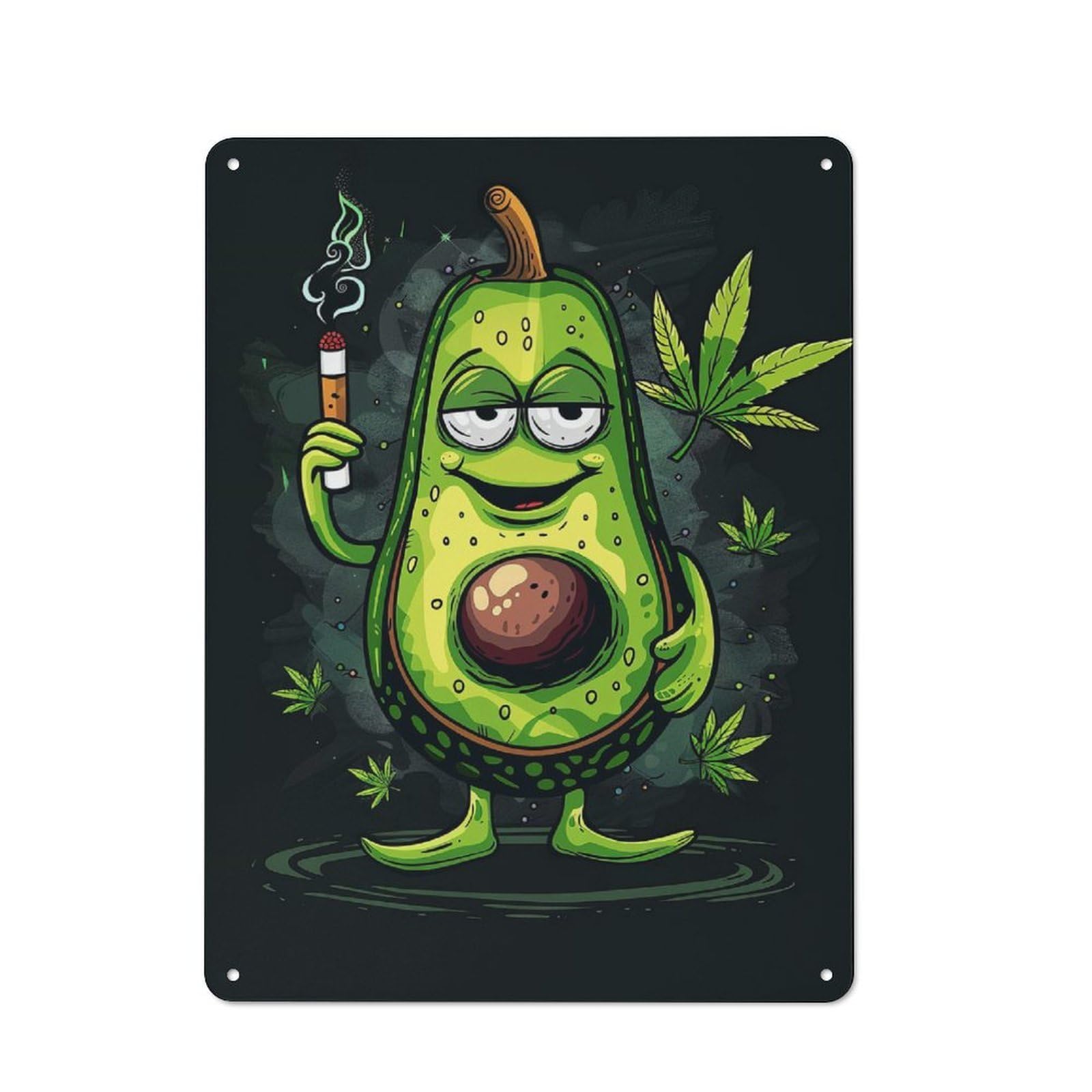 Junmoney Avocado Cannabis Rustic Metal Plaque 40X30cm For Studio Or Craft Room, Housewarming Present For People Styling Studio And Craft Room