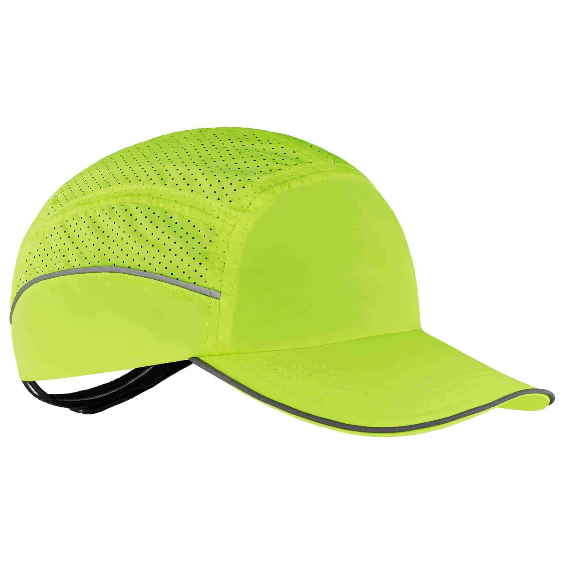 Ergodyne Skullerz 8955 Lightweight Bump Cap, Baseball Hat Style, Breathable Head Protection, Long Brim, Lime