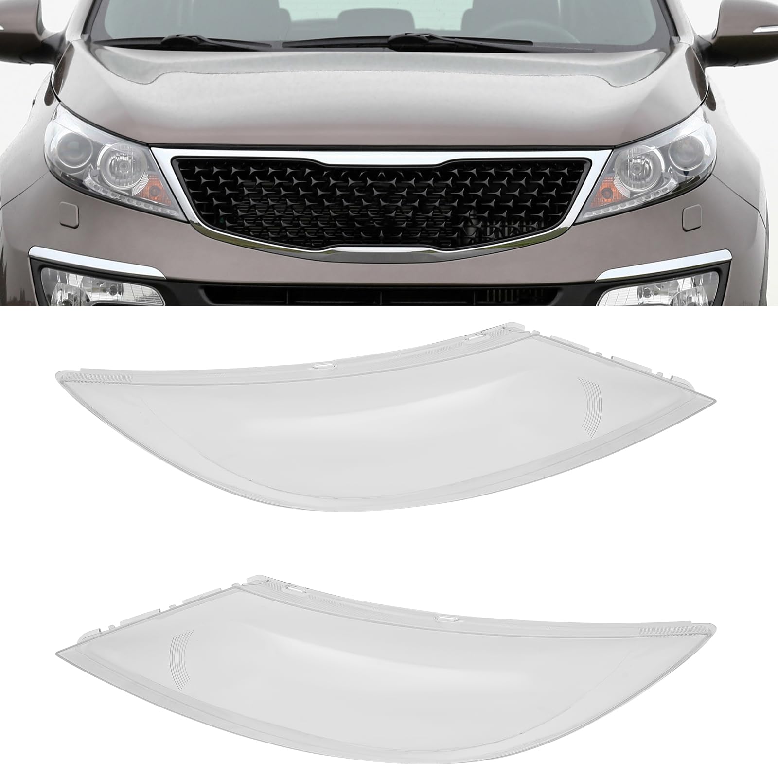 DuYouG Headlight Covers for 2009-2014 Kia Sportage Headlight Lens Covers Headlamp Guards Replacement Clear Lens Left Driver Side + Right Passenger Side (LH+RH)