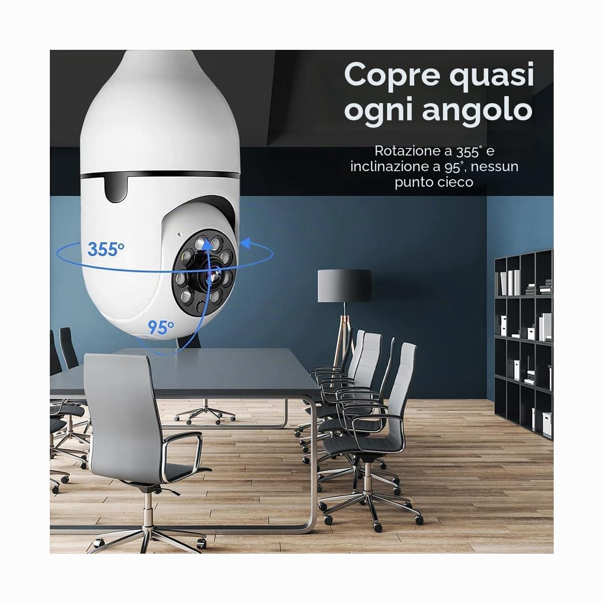 Set di 4 telecamere di sicurezza con lampadina esterna, videocamera di sicurezza con presa di luce Wifi 2.4G, lampadina per videocamera di sicurezza all'aperto