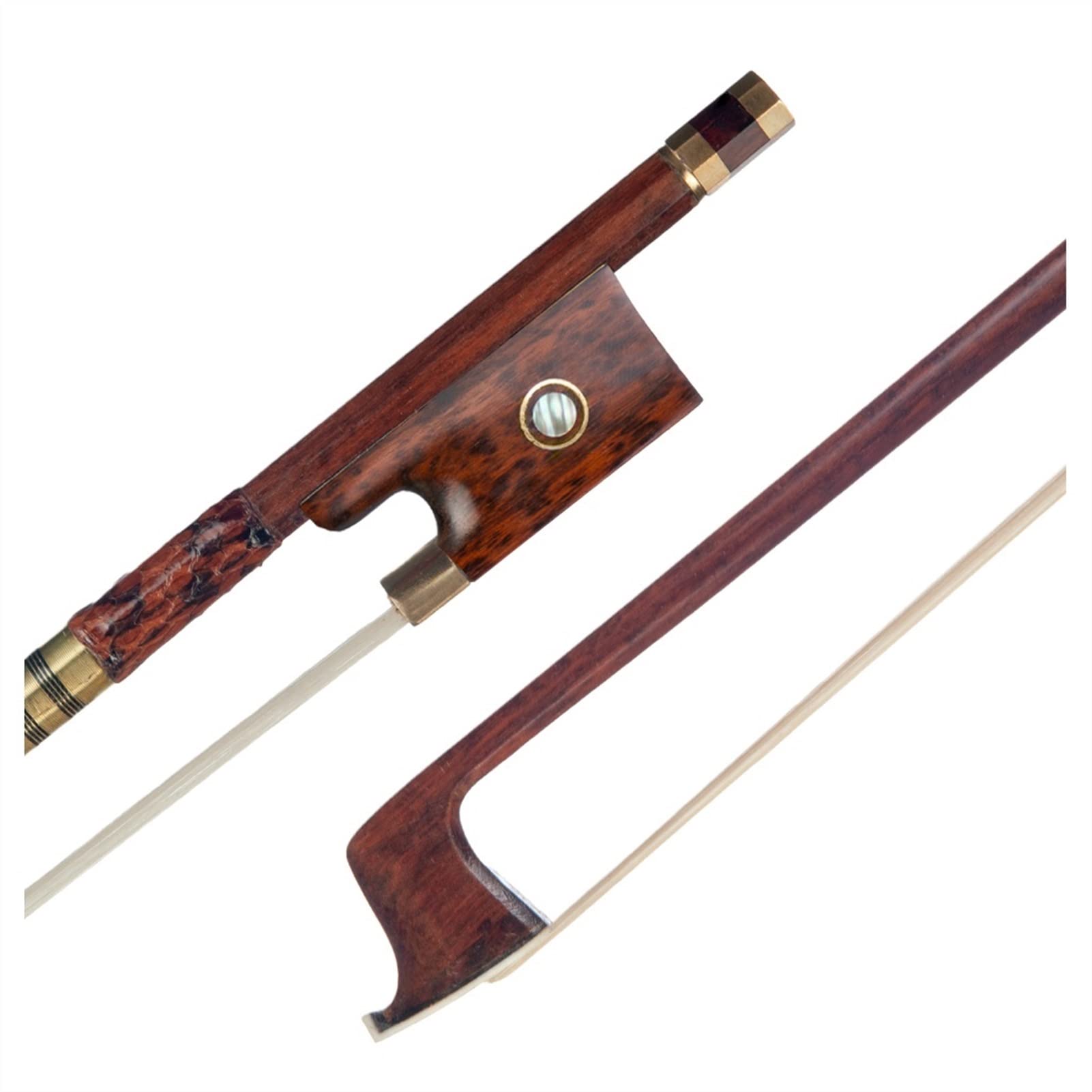Archetto violino 4/4 Pernambuco Arco Per Violino Arco A Bastone Rotondo Con Rana In Legno Di Serpente Crine Di Mogolia Bianco