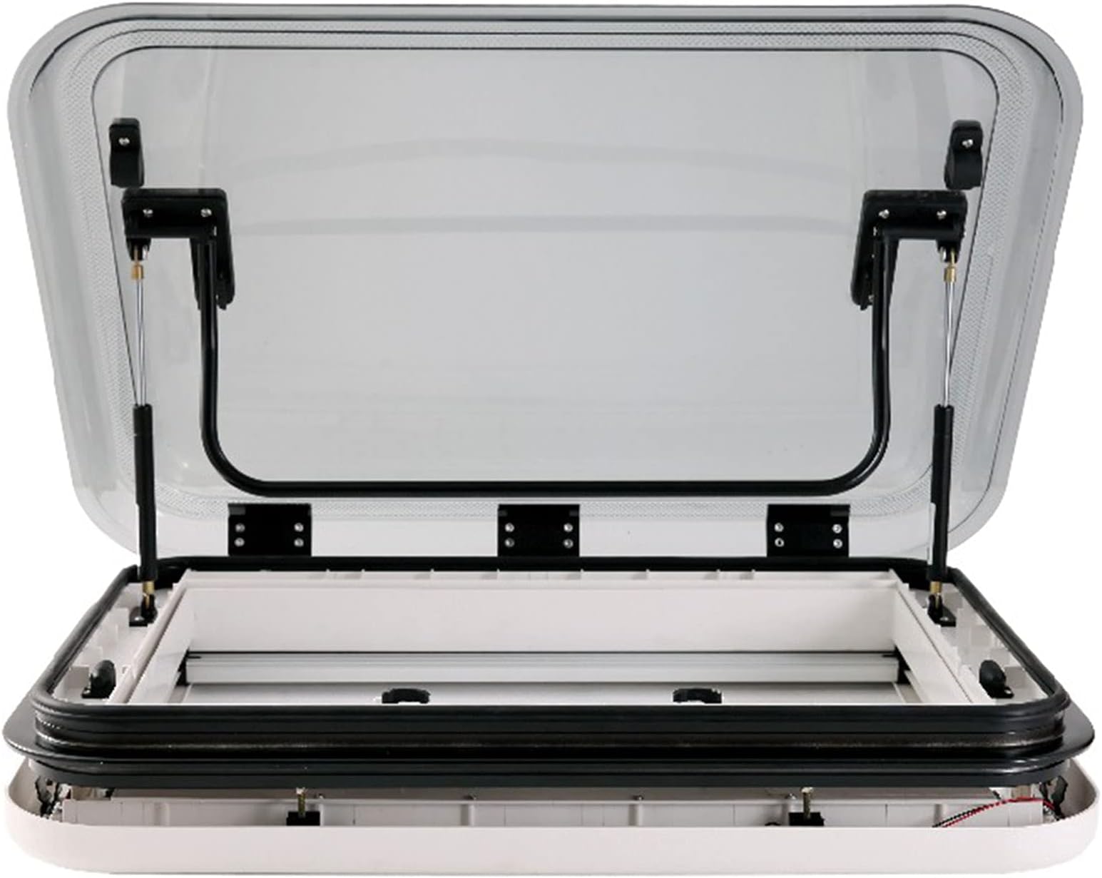 RV Caravan Roof Window Skylight, Roof Window Hatch with LED Light RV Skylight Roof Vent Hatch with Sunshade for Caravan Trailer Modified Car, 19.7 X19.7 Inch Cut Out
