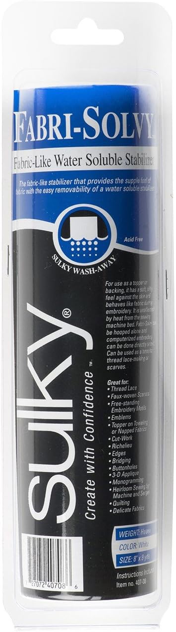 Sulky Of America Fabri-Solvy Washaway Stabilizer, 8" by 9 yd, White (407-08)