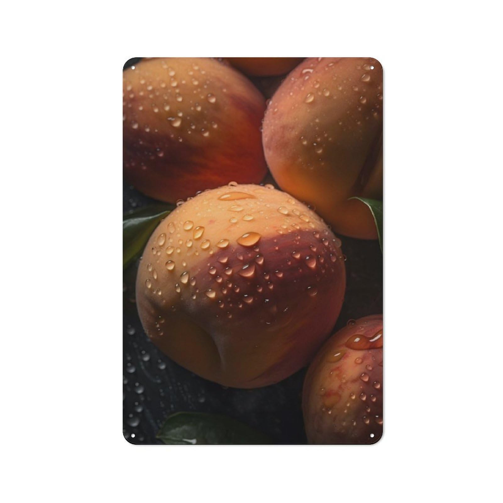 Junmoney Peaches Rustic Tin Sign 30X20cm For Living Room Or Hallway, A Metal Wall Feature For Living Rooms And Hallways
