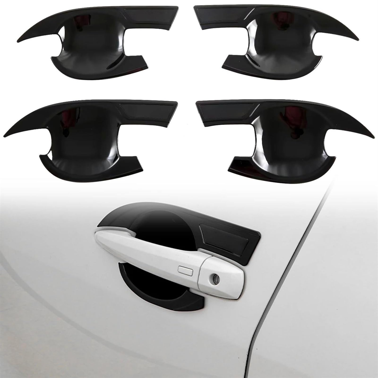 Nmjlqw Black A Auto Accessories Exterior Door Handle Bowl Sticker Cover Trim 4Pcs Replacement For Nissan For Qashqai J12 2021-2023(Black A)