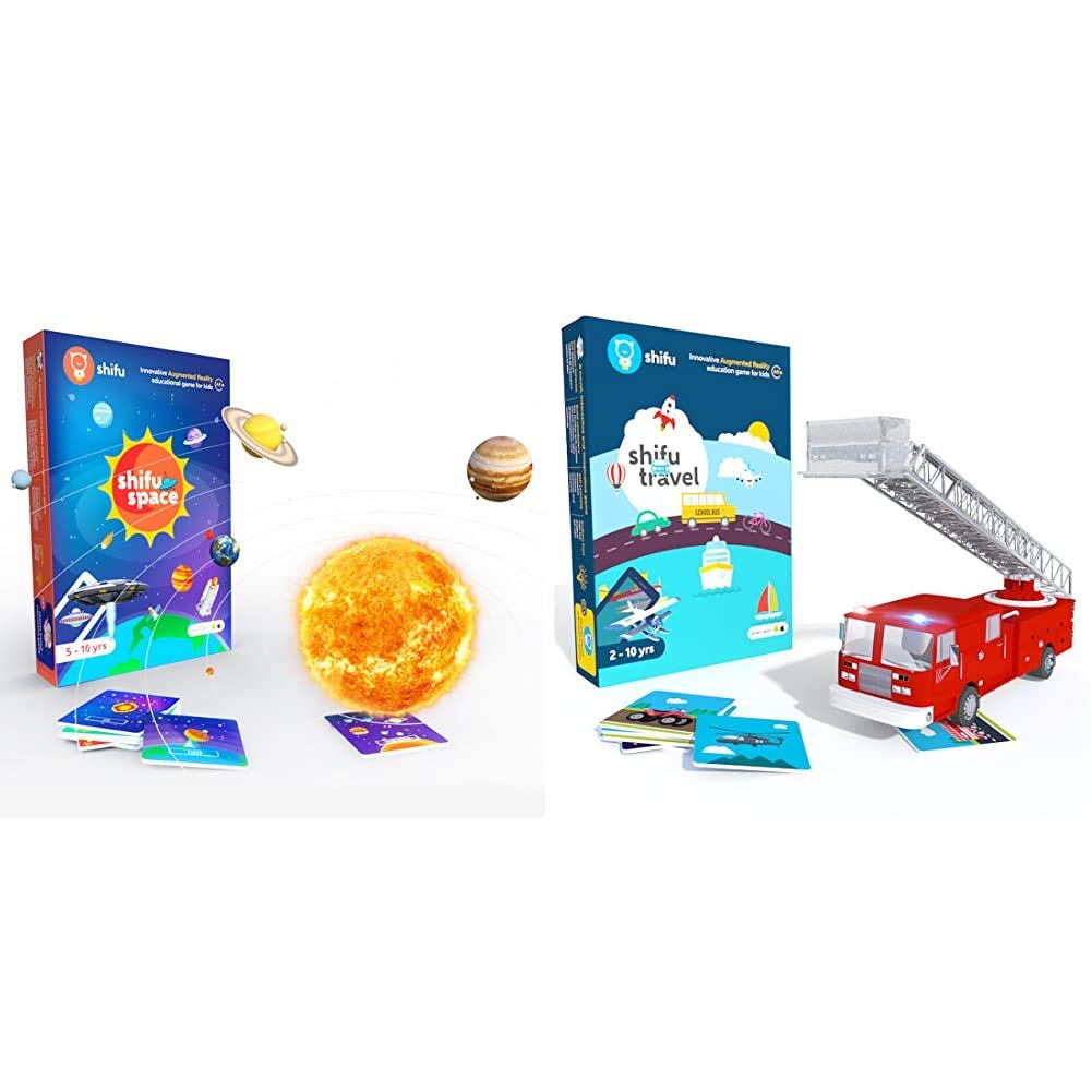 Shifu Space : Solar System, Outer Space | 60 Flashcards | 4D Educational and Fun Augmented Reality B & Shifu iOS and Android Travel Augmented Reality Learning Games,Blue (60 Vehicle Cards)