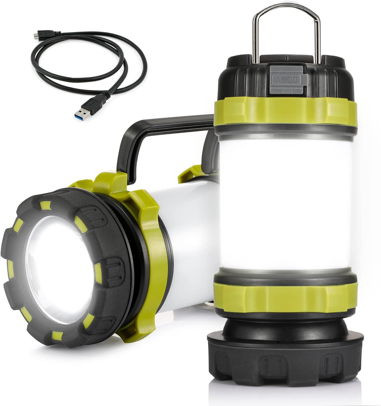 Linkind Rechargeable Camping Lantern Outdoor, Waterproof LED Torch with Sidelight, Multi-Functional Flashlight Searchlight with 6 Modes, 3600mAh Power Bank, for Emergency, Camping, Hiking [Energy Class G]