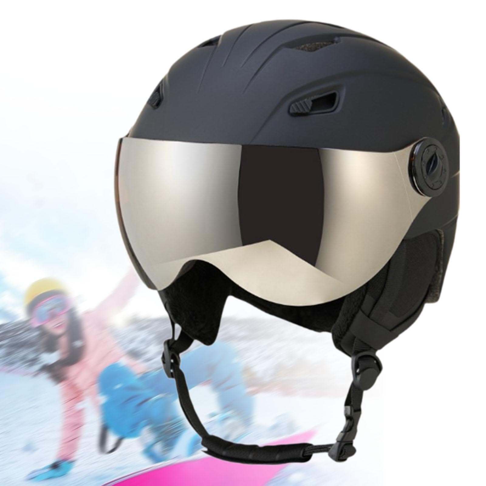 F Fityle Casque de Ski avec visière intégrée, Ajustement réglable, Casque de Ski Respirant, résistant aux Chocs, Casque de Sport de Neige, Casque de Snowboard