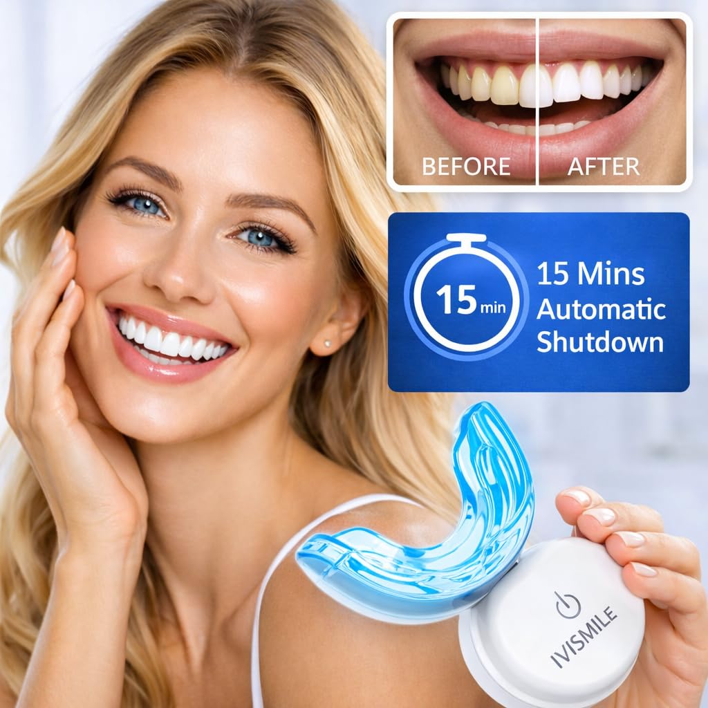 Kit Blanqueador Dental Profesional con Luz LED 32X – 3 Geles Blanqueadores para un Blanqueamiento Dental Rápido en Casa – Elimina Manchas y Recupera tu Sonrisa Blanca.
