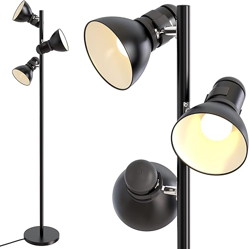 Lámpara de pie de 3 luces para sala de estar, dormitorio, oficina, lámparas de pie modernas y ajustables, iluminación brillante de 60 W, luz de