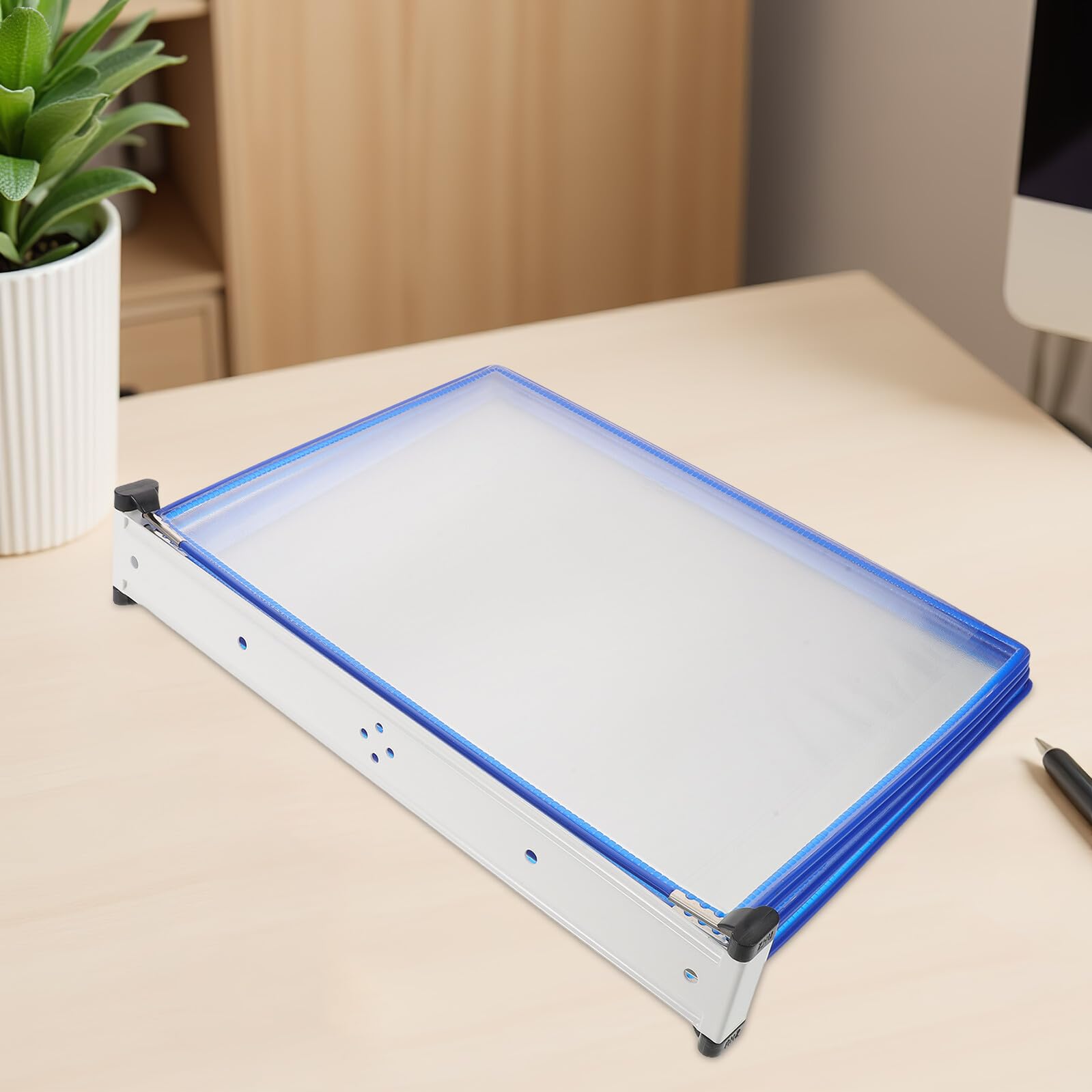 Organizador de Pared de Referencia A4 de 5 Paneles Azul | 10 Bolsillos, Doble Cara, Hierro y Pvc, Acceso Fácil en Oficina y Reuniones