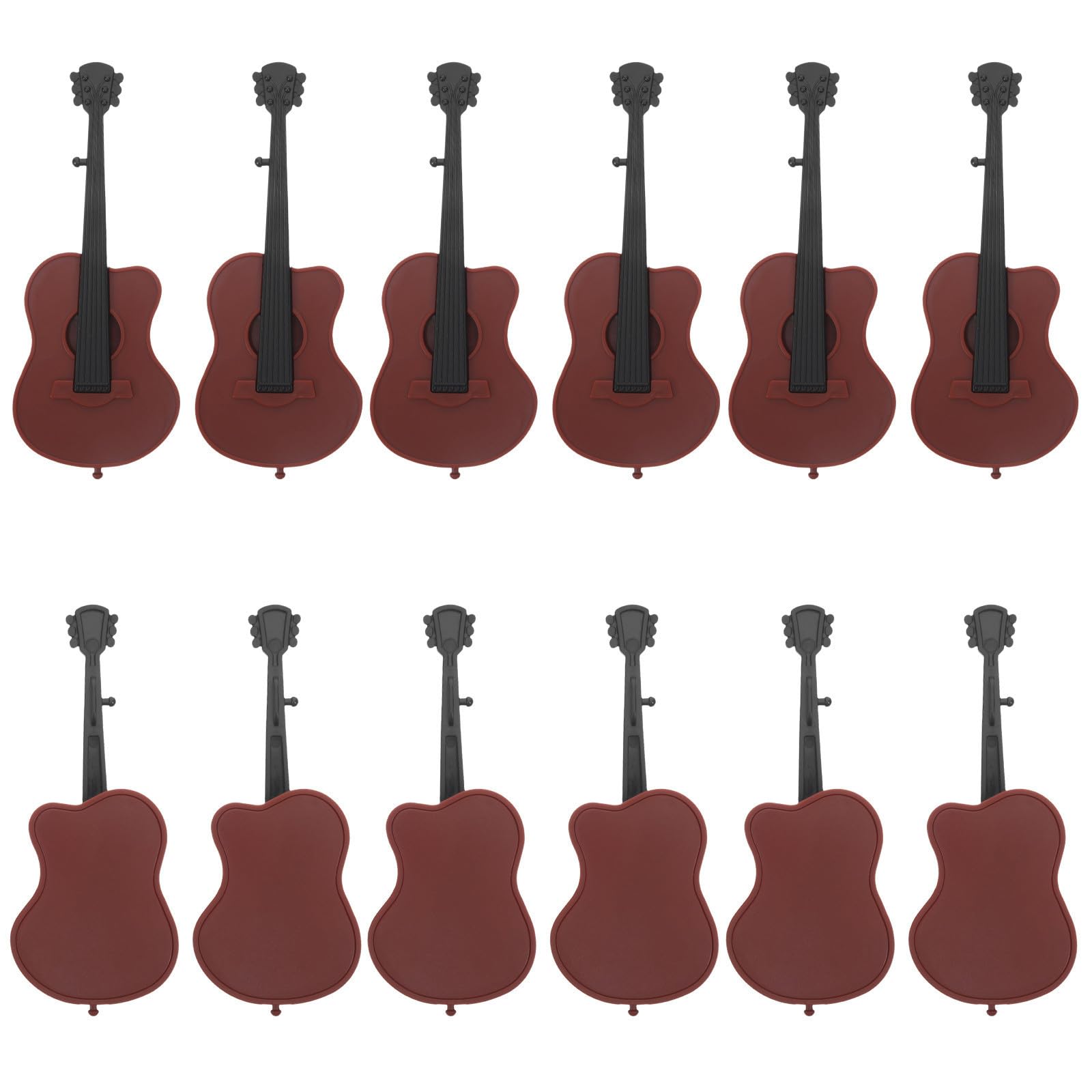12 Pièces Guitare Miniature Électrique en Plastique Marron - Les Beatles, Paul McCartney, John Lennon, RIngo Starr, George Harrison 12 Pièces Guitare Miniature Électrique en Plastique Marron